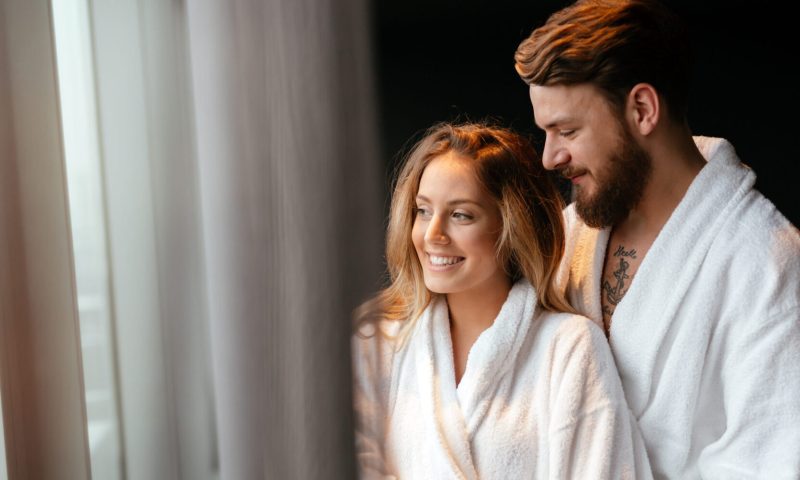 Couple enjoying wellness weekend and serene moments together